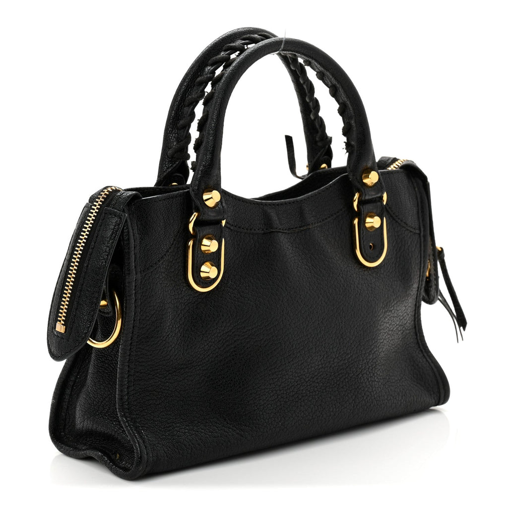 Chevre Gold Metallic Edge Hardware Mini City Black
