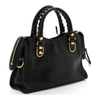 Chevre Gold Metallic Edge Hardware Mini City Black