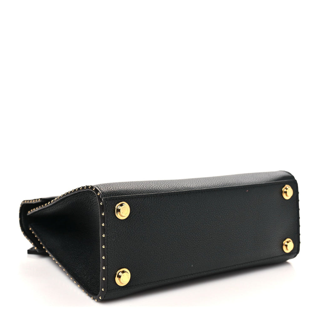 Calfskin Taurillon Studded City Steamer One Handle Bag Black