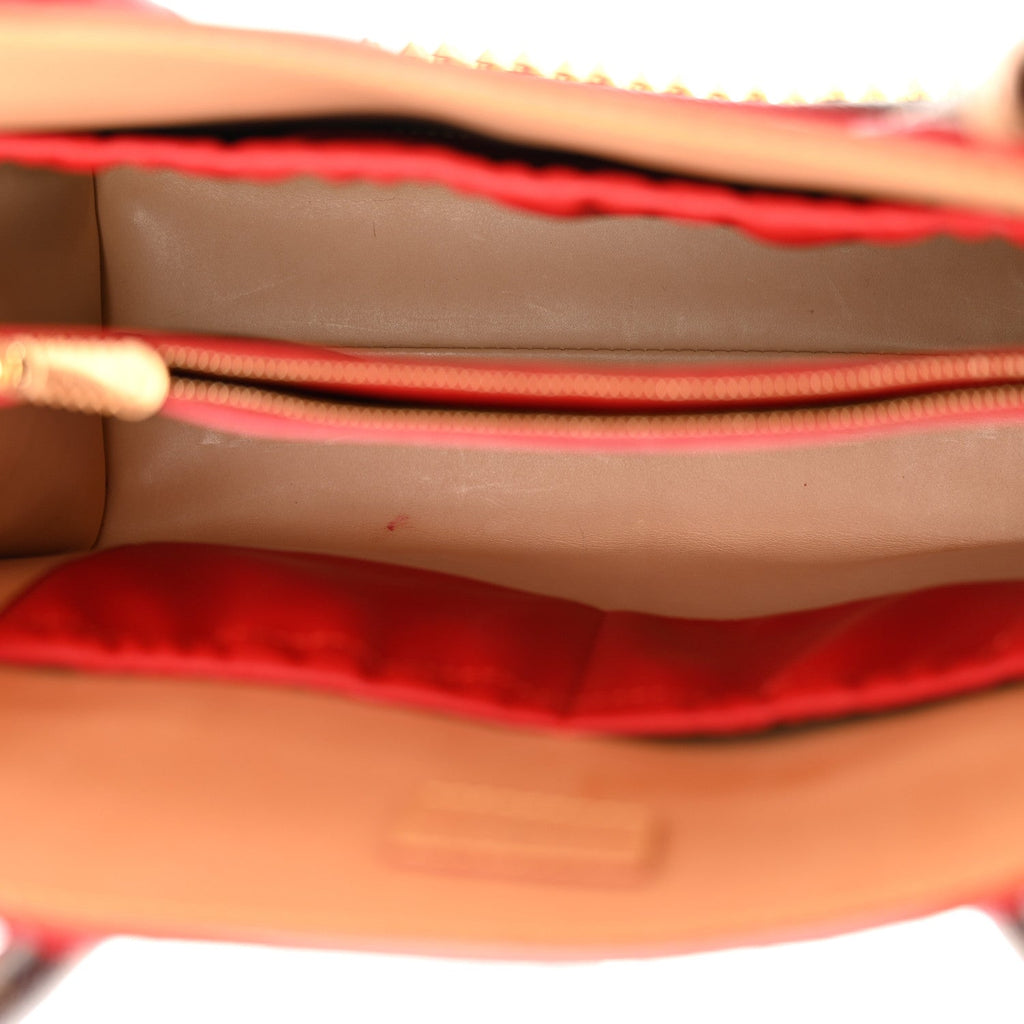 Monogram Calf Hair Spikes Iconoclasts Christian Louboutin Tote Red