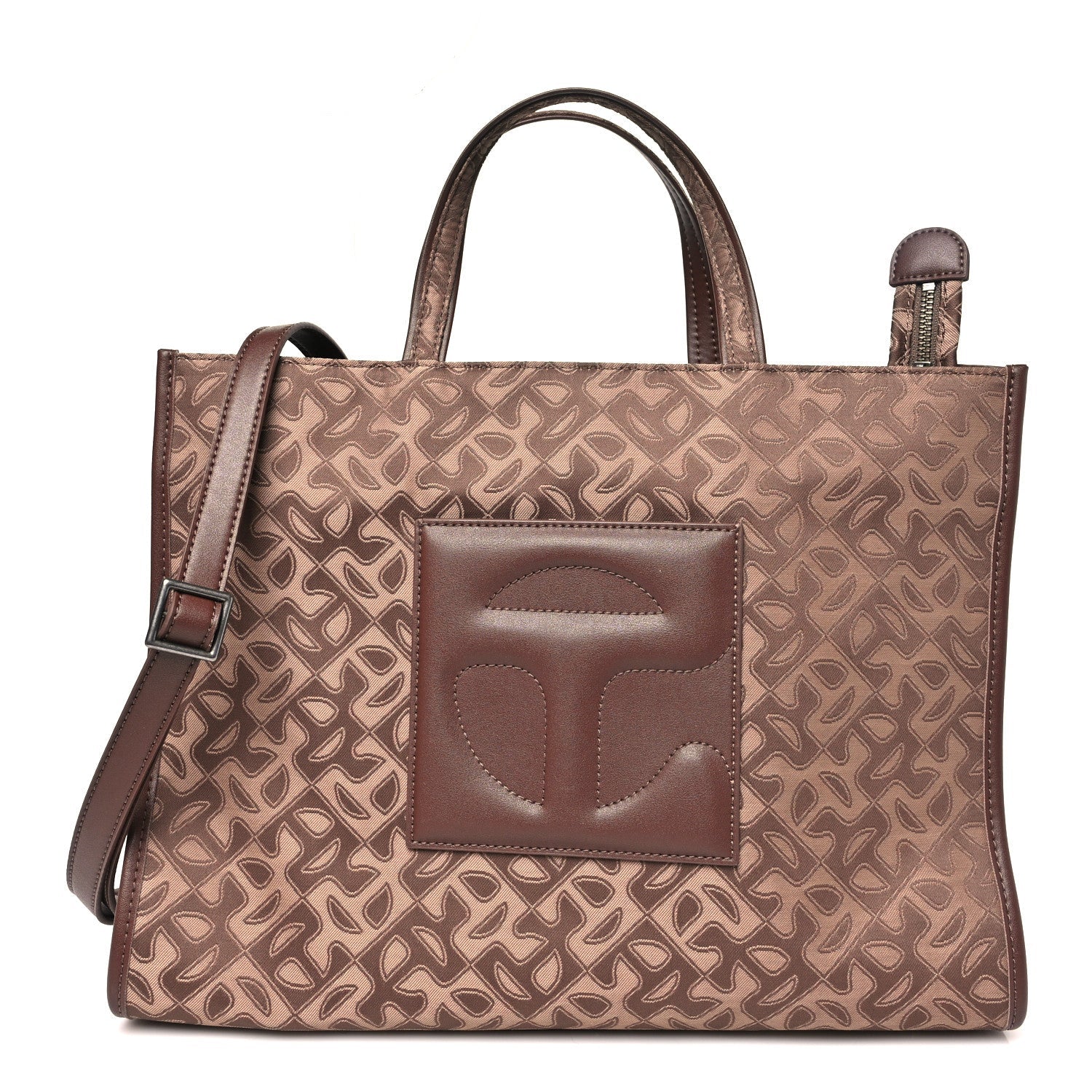 Monogram Jacquard Medium Shopping Bag Chocolate