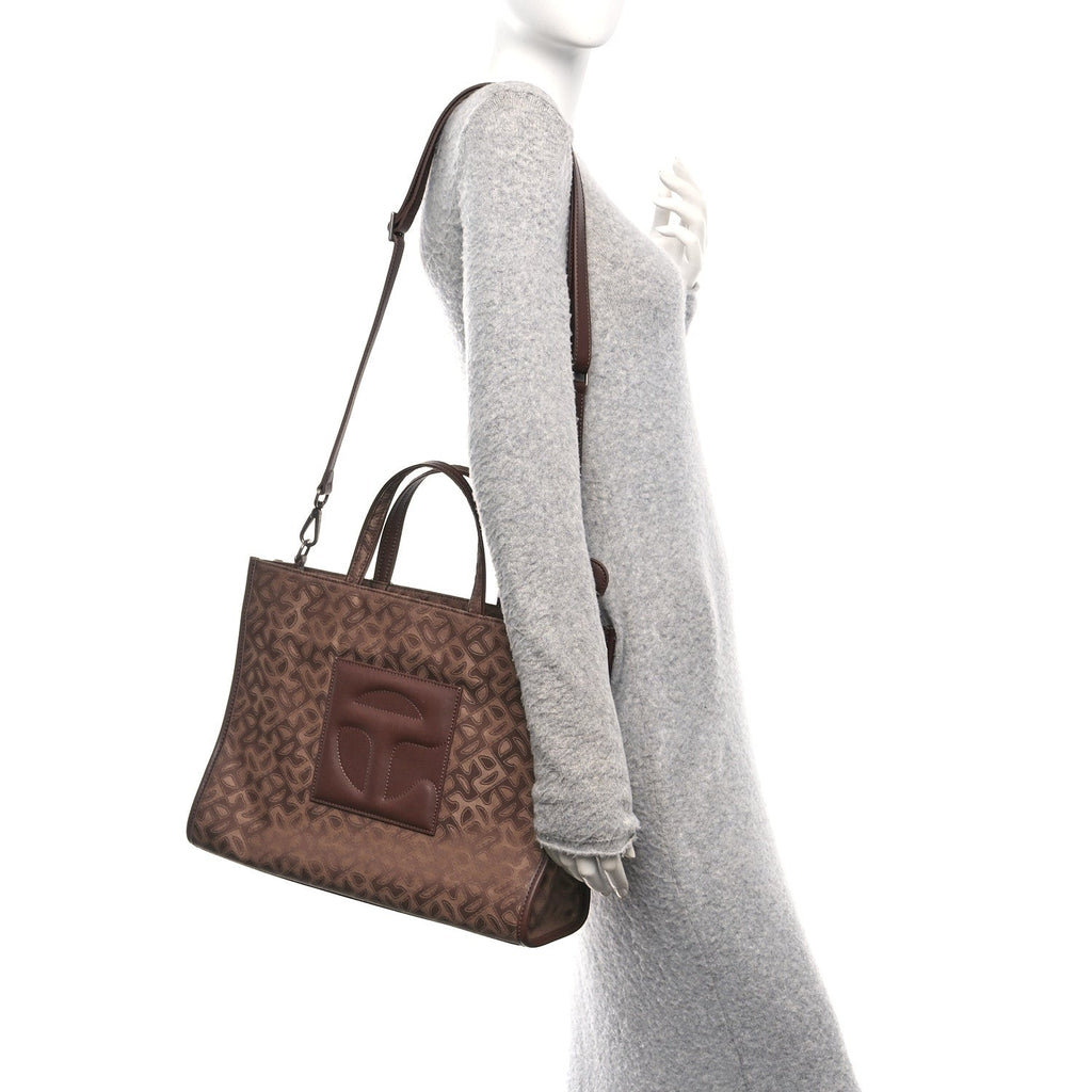Monogram Jacquard Medium Shopping Bag Chocolate