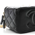 Lambskin Quilted Small Pillow Crush Vanity Case With Chain Black