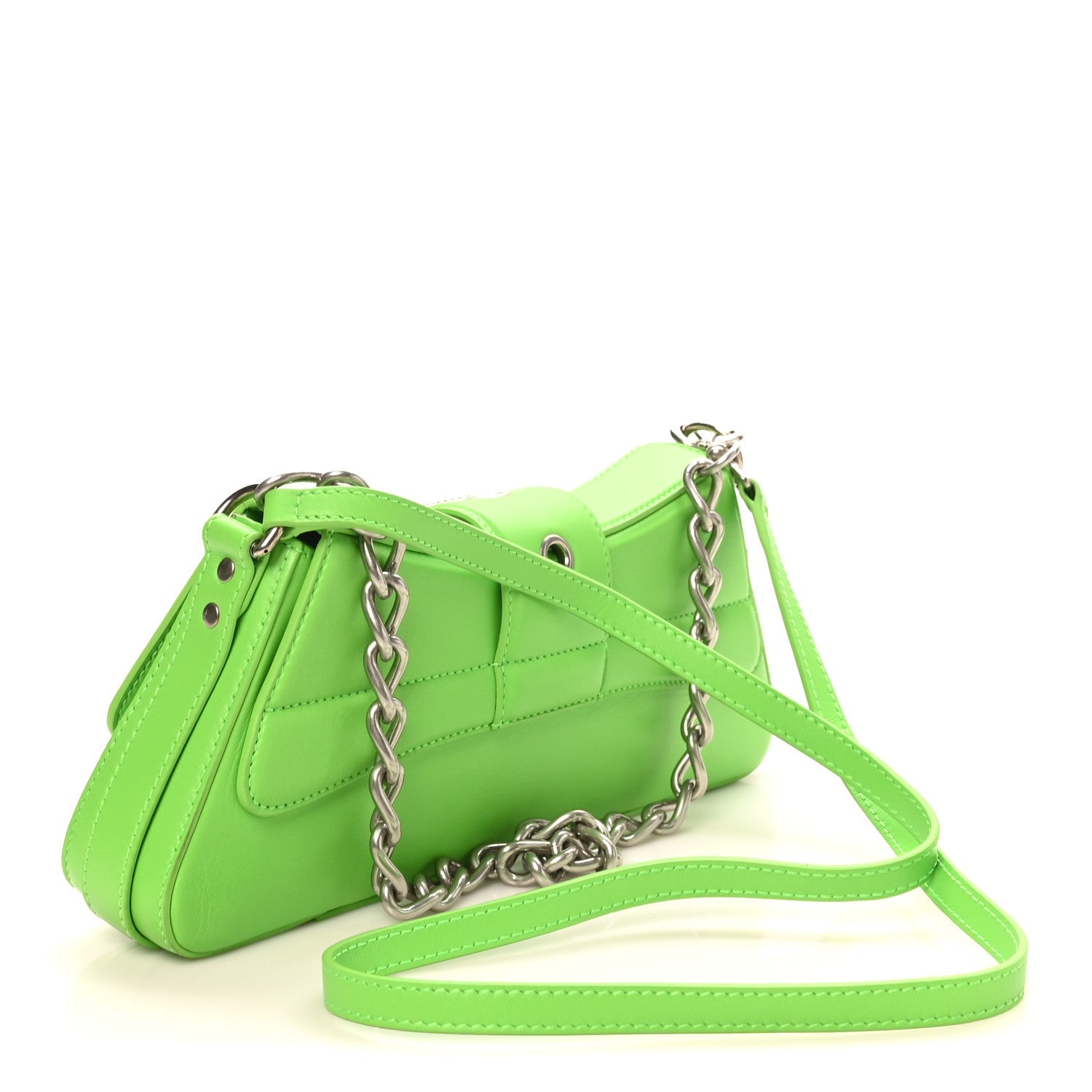 Smooth Calfskin Small Lindsay Shoulder Bag Acid Green