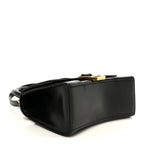 Shiny Box Calfskin Hourglass Top Handle Bag XS Black