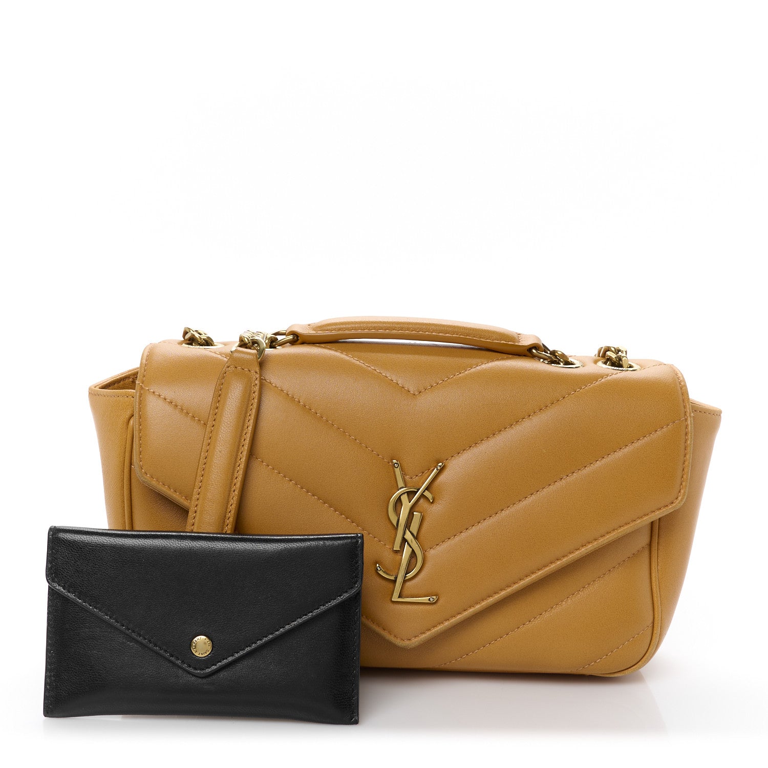 Lambskin Chevron Quilted Small Loulou Bag Sunflower