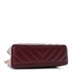 Shiny Lambskin Chevron Quilted Nano Kelly Shopper Dark Burgundy