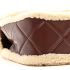Shearling Lambskin Quilted Large Furry Coco Flap Beige Dark Brown