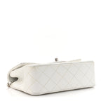 Metallic Caviar Quilted Mini Top Handle Rectangular Flap White