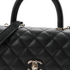 Caviar Quilted Mini Coco Handle Flap Black