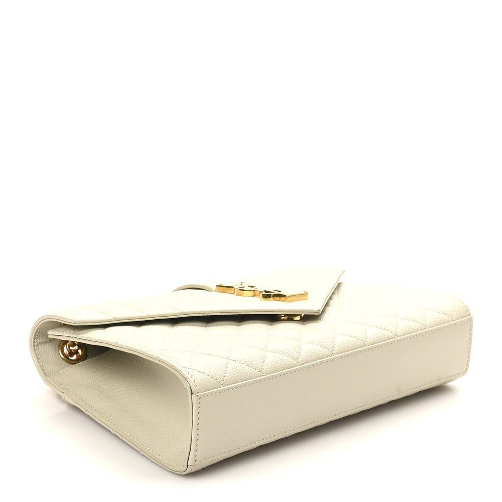 Grain De Poudre Textured Mixed Matelasse Medium Triquilt Monogram Satchel Crema Soft