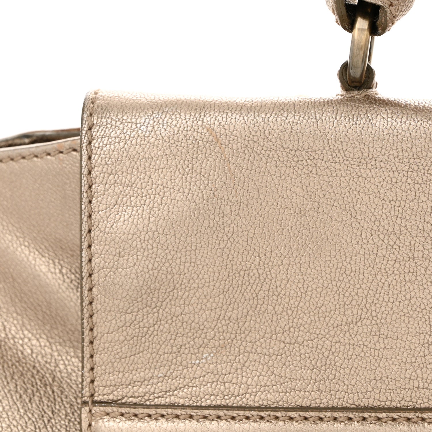 Metallic Grained Calfskin Medium Sofia Satchel Gold