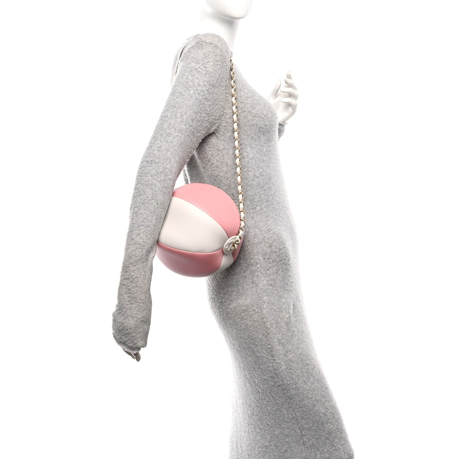 Calfskin Coco Beach Ball Bag White Pink