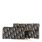 Oblique Saddle Chain Long Wallet Blue