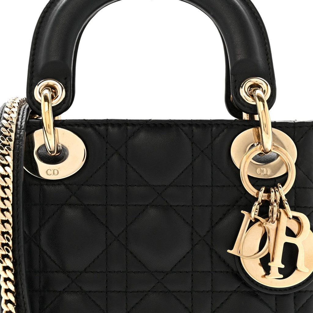 Lambskin Cannage Mini Lady Dior Black