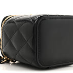 Calfskin Quilted Mini Perfect Fit Vanity Case With Chain Black
