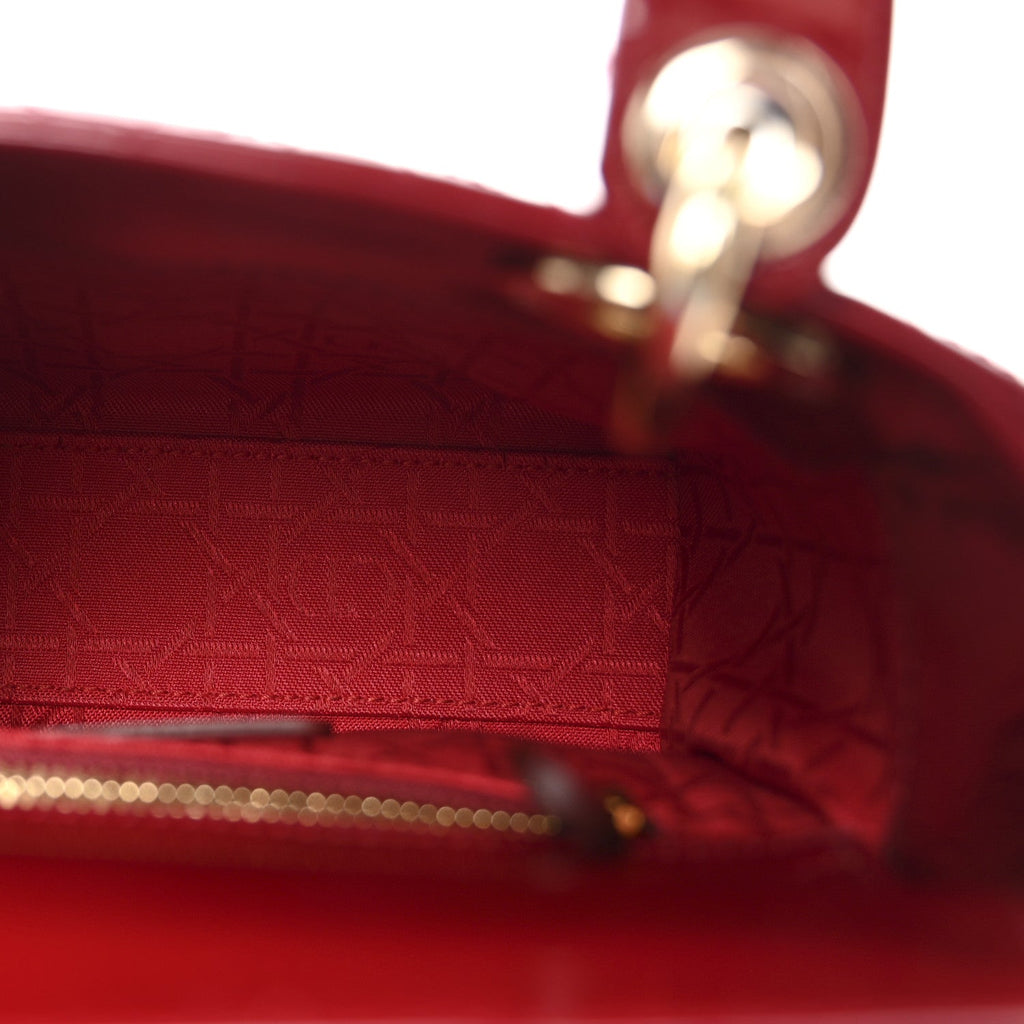 Patent Cannage Mini Lady Dior Red