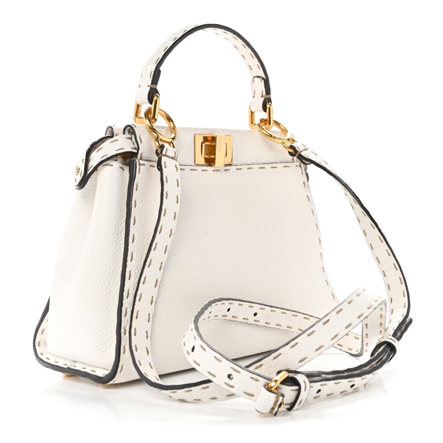 Cuoio Romano Selleria Mini Peekaboo Iconic Satchel White