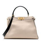 Vitello Seta Snakeskin Monster Eyes Medium Peekaboo Iconic Satchel  Amido Sand Black