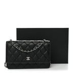 Caviar Quilted Wallet on Chain WOC Black