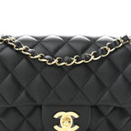 Lambskin Quilted Small Double Flap Black