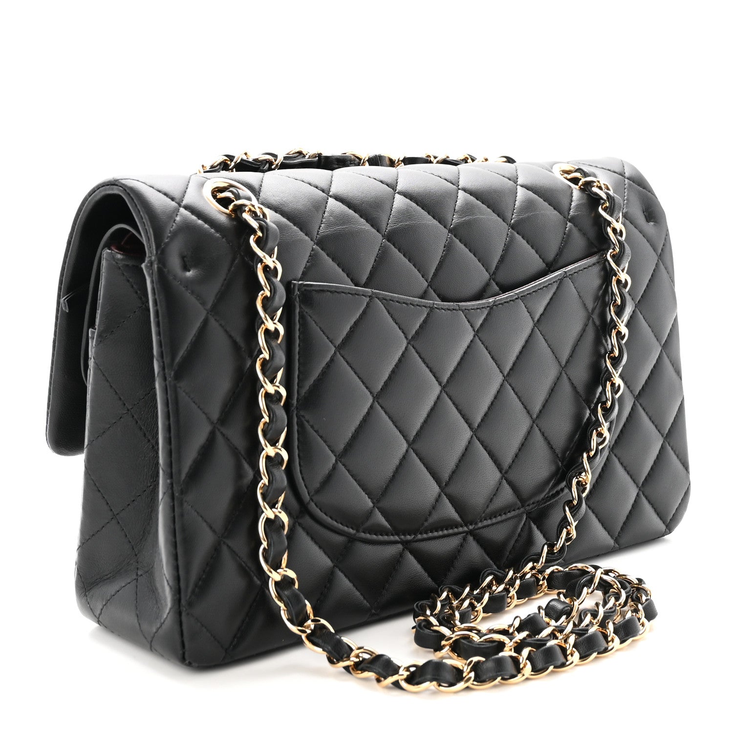 Lambskin Quilted Medium Double Flap Black