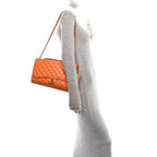 Lambskin Quilted Jumbo Grocery By Chanel Drawstring Shopping Bag Orange