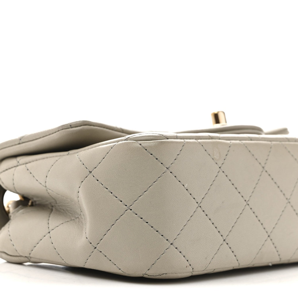 Lambskin Quilted Mini Rectangular Flap Grey