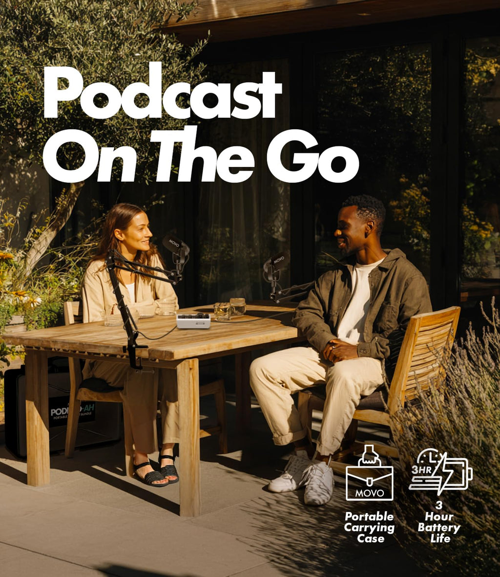 Movo PodPro-AH Portable Podcasting Bundle for 2 for Smartphones and Computers