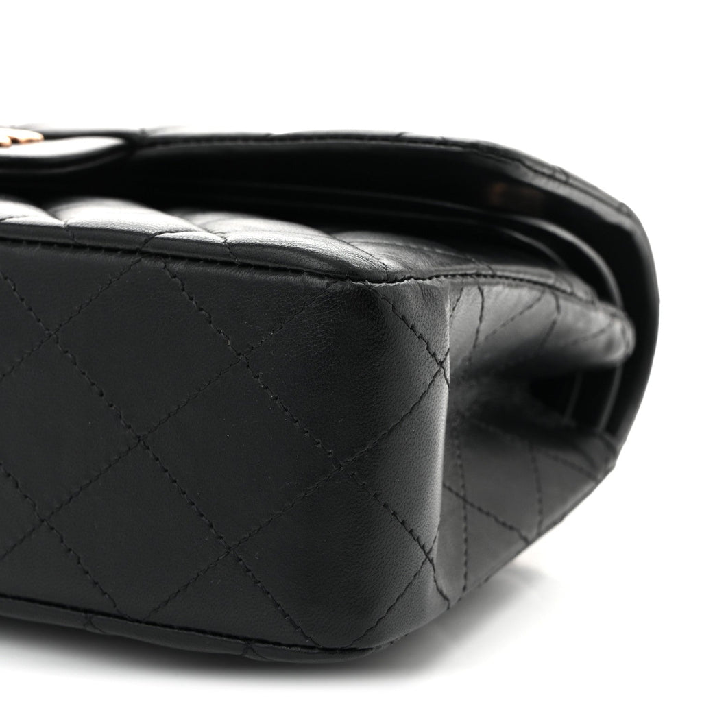 Lambskin Quilted Small Double Flap Black