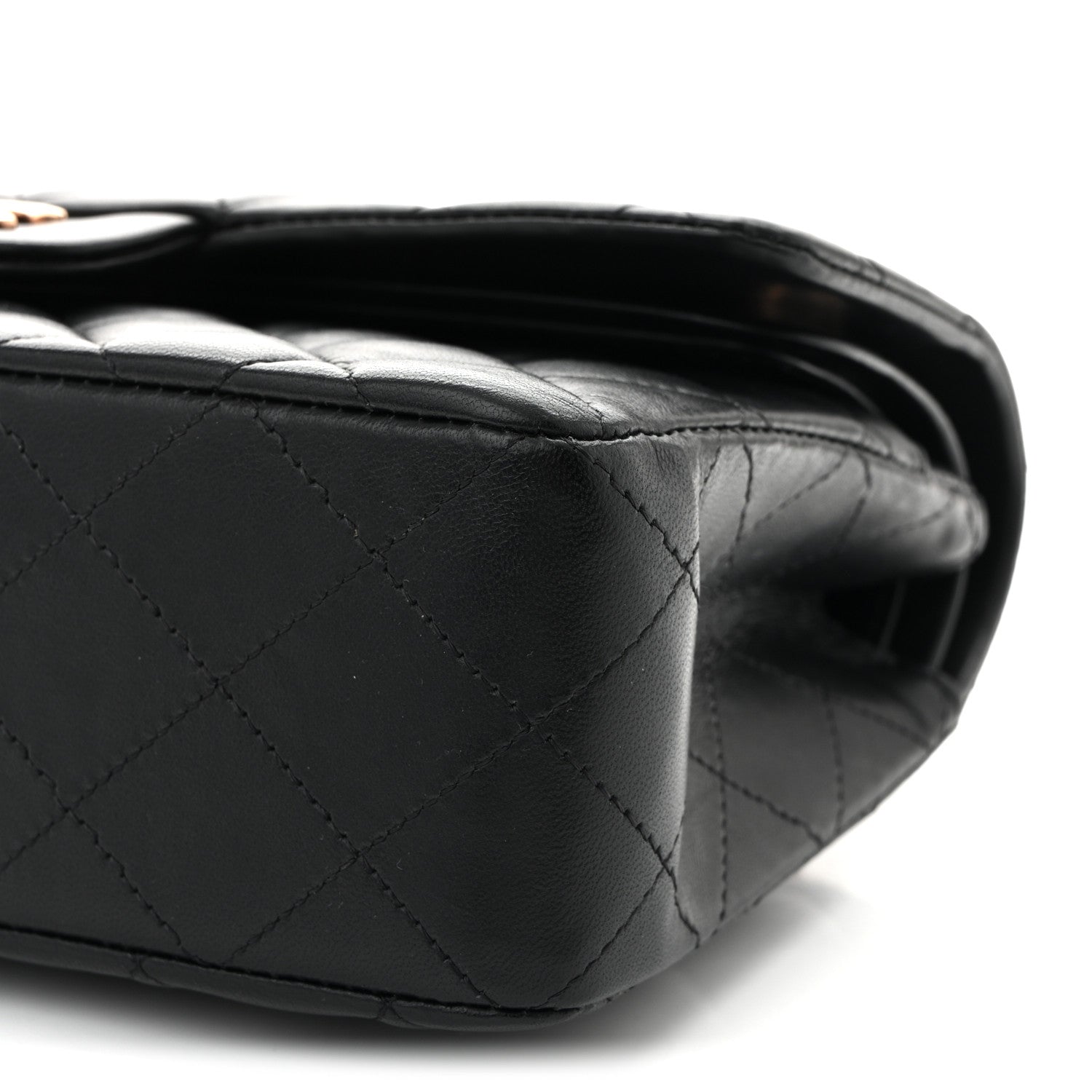Lambskin Quilted Small Double Flap Black