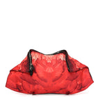 Silk Floral Print Clutch Red Multicolor