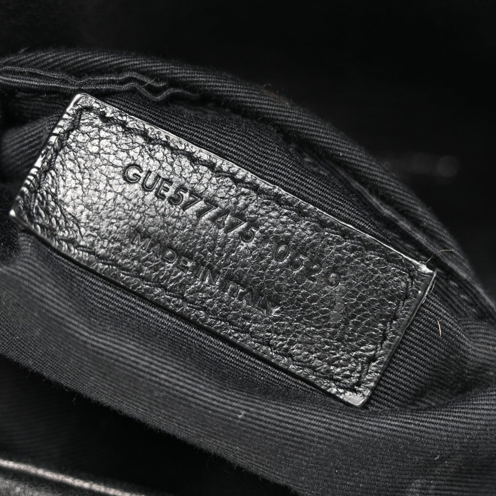 Lambskin Quilted Medium Loulou Puffer Monogram Chain Satchel Black