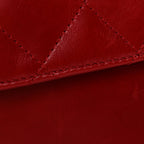Iridescent Calfskin Quilted Small Straight Lined Flap Red