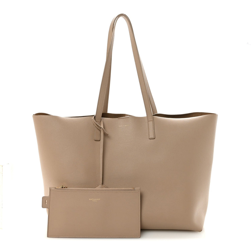 Calfskin Large Shopping Tote Dark Beige