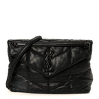 Lambskin Quilted Monogram Monochrome Medium Loulou Puffer Chain Satchel Black