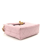 Shiny Aged Calfskin Quilted Mini Nano Kelly Shopper Light Pink