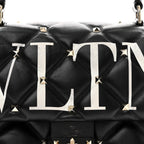 Lambskin VLTN Print Candystud Top Handle Bag Black