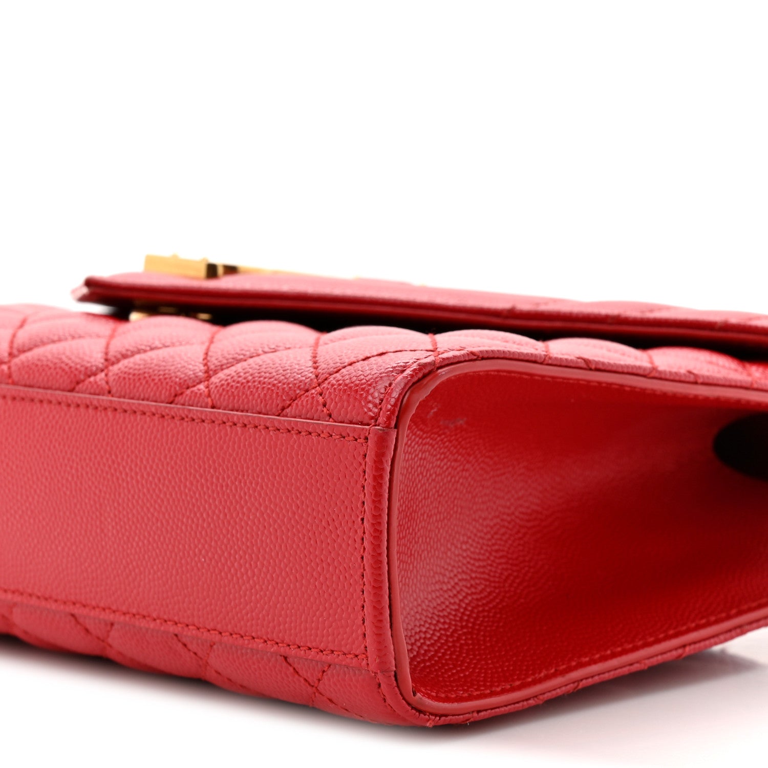 Grain De Poudre Textured Mixed Matelasse Triquilt Medium Monogram Satchel New Red