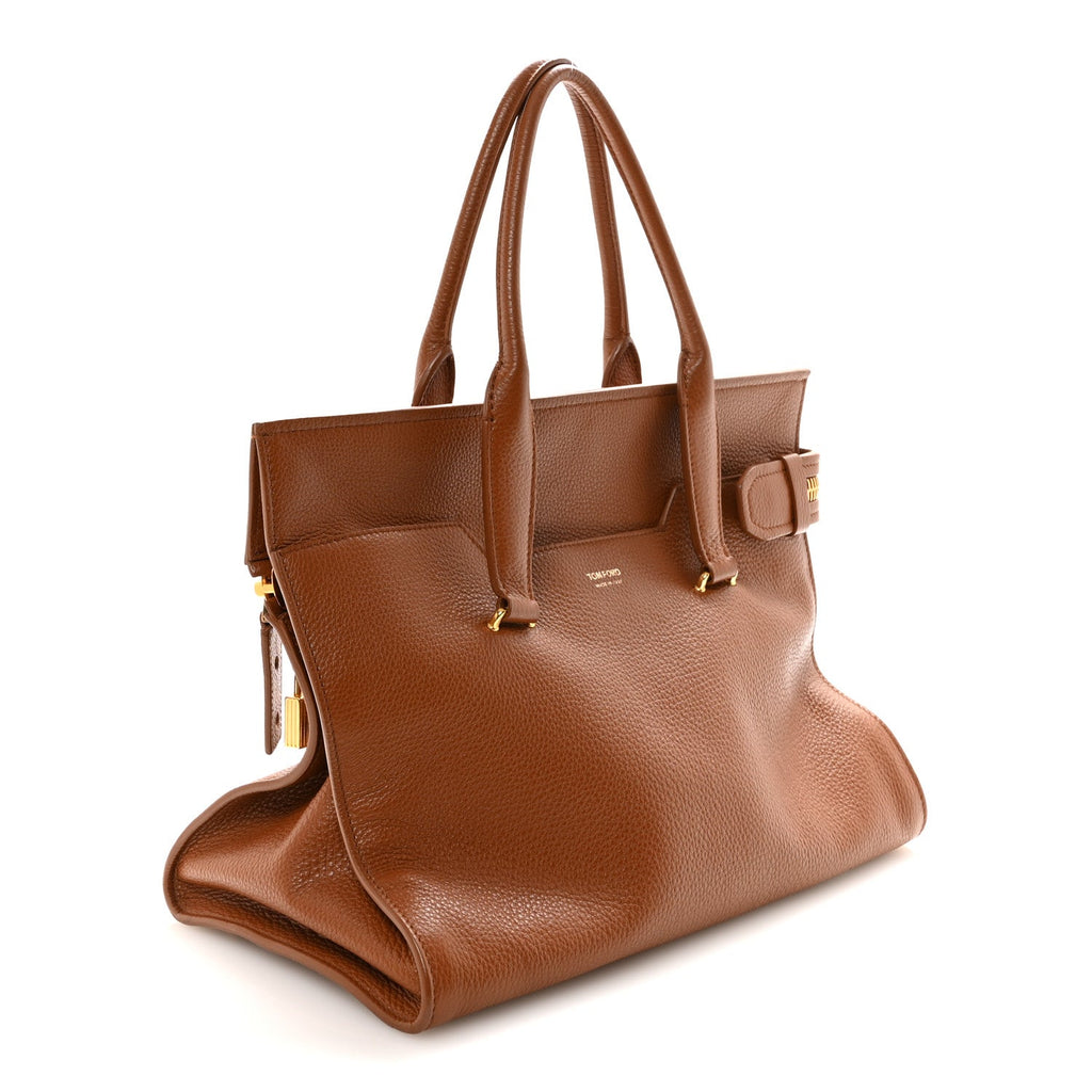 Grained Calfskin Tote Tobacco