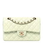 Caviar Quilted Small Double Flap Light Green