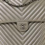 Iridescent Calfskin Chevron Quilted Small Urban Spirit Backpack Silver