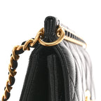 Caviar Quilted Small Chain Frame Flap Black