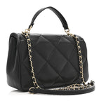Lambskin Quilted Small Easy Carry Flap Black