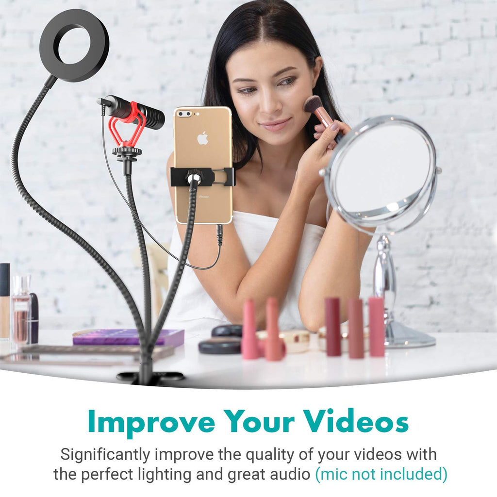 Movo VGC-3 Selfie Ring Light Stand - Complete Mobile Studio