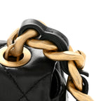 Lambskin Quilted Small Lacquered Chain Flap Black