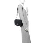 Vitello Soft Chain Flap Bag Black