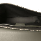 Oblique Jacquard Grained Calfskin Small Saddle Messenger Bag With Flap Green
