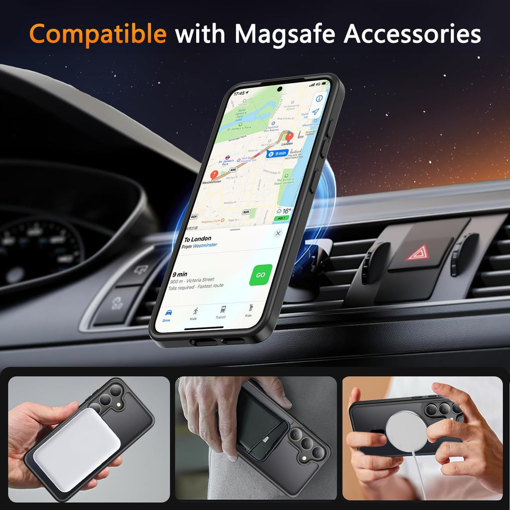 Entronix Bundle Compatible with Galaxy S24 Plus - [Magnetic] Translucent Matte Case & 1 Clear Screen Protector