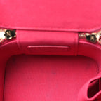 Lambskin Quilted Mini Top Handle Vanity Case With Chain Dark Pink